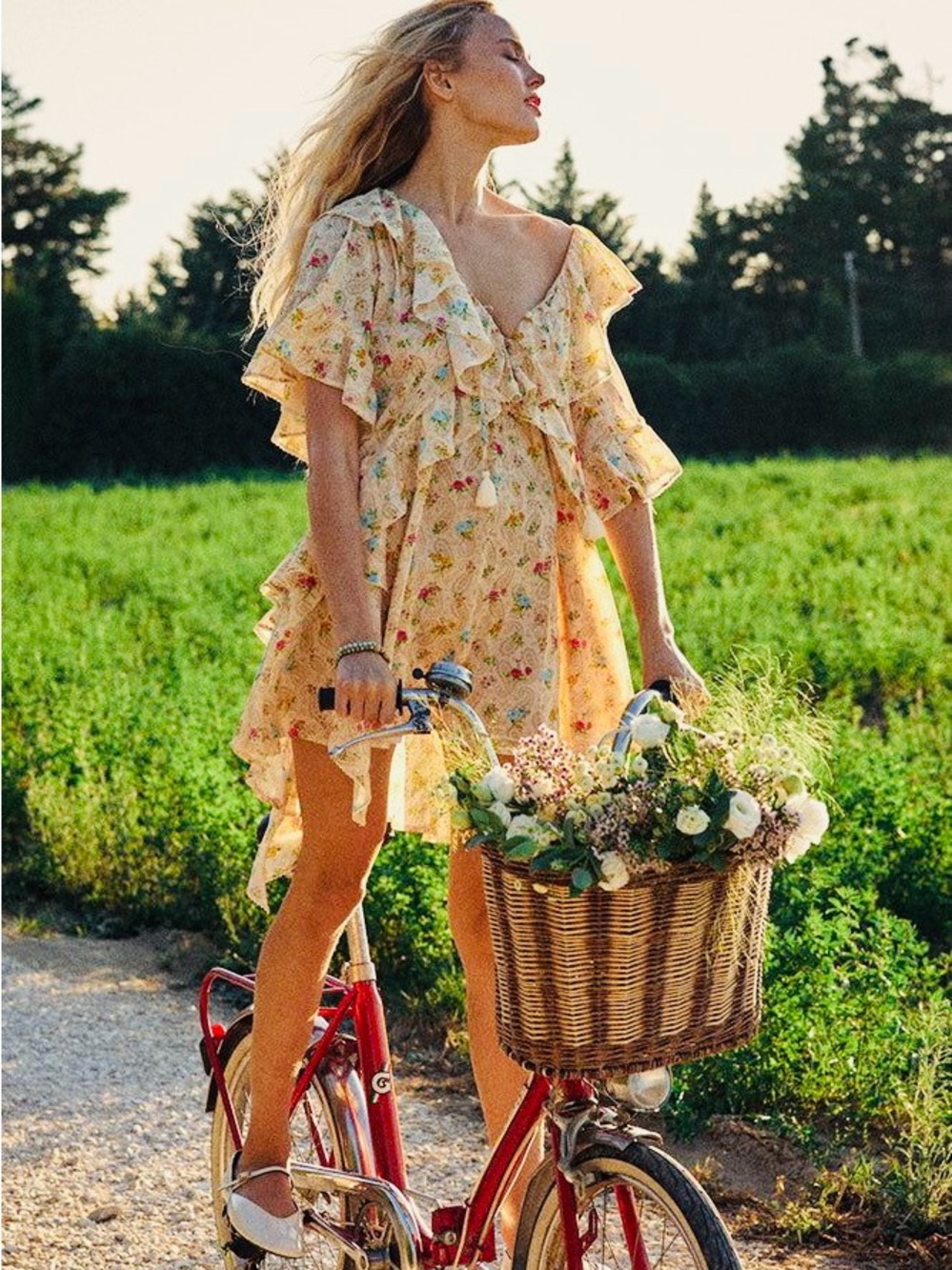 SPELL Mini Dress Fleur Flutter Sleeve - Macaroon